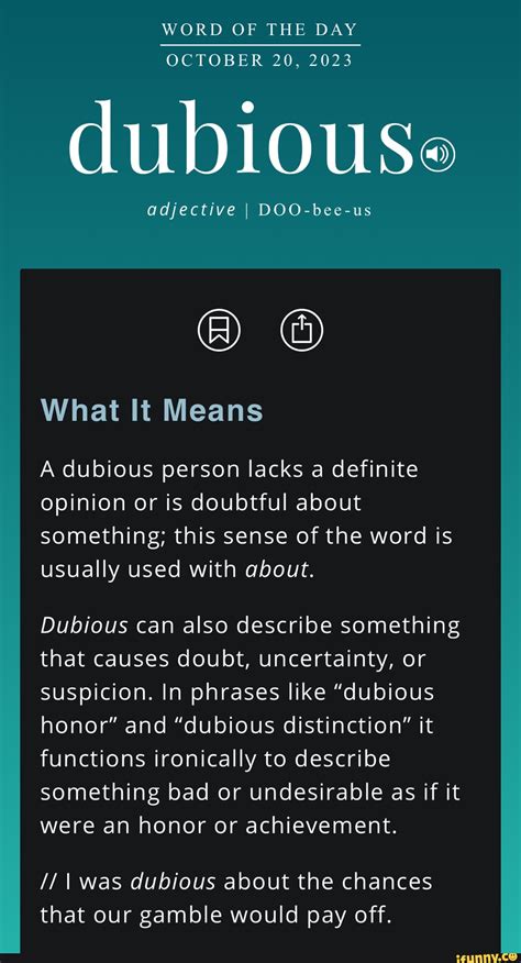 What Does Dubiously Really Mean Lets Explore