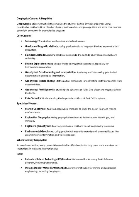 G1 - neafd - Geophysics Courses: A Deep Dive Geophysics is a ...