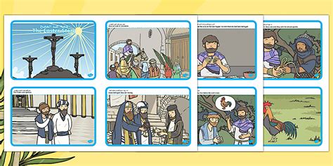 The Easter Story Sequencing Cards Arabic/English - The Easter Story ...