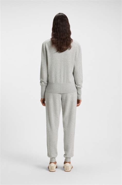 BOSS - Relaxed-fit cardigan in cashmere with ribbed trims - Light Grey