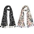 Buy FABS COLLECTION™ Women's Printed Chiffon Multicolored Scarf ...