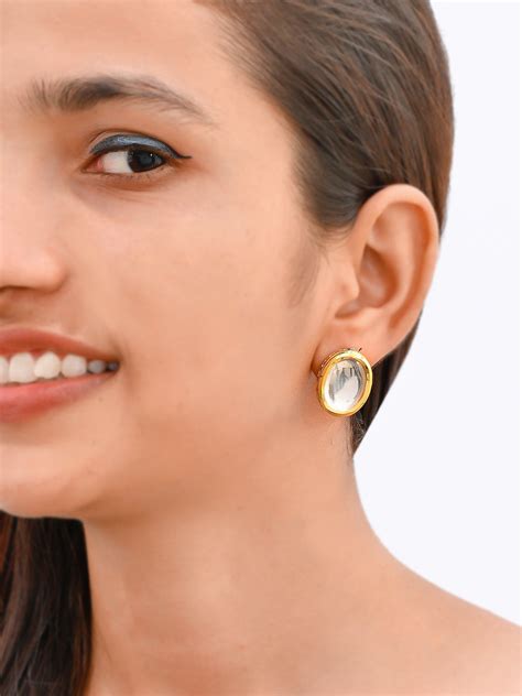 Buy Contemporary Gold Plated Kundan Stud Earrings for Women Online at ...
