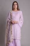 Buy Purple Organza, Georgette Hand Embroidered Kurta Set For Women by ...