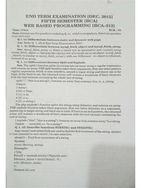 Image result for PHP with MySQL Old Question Paper
