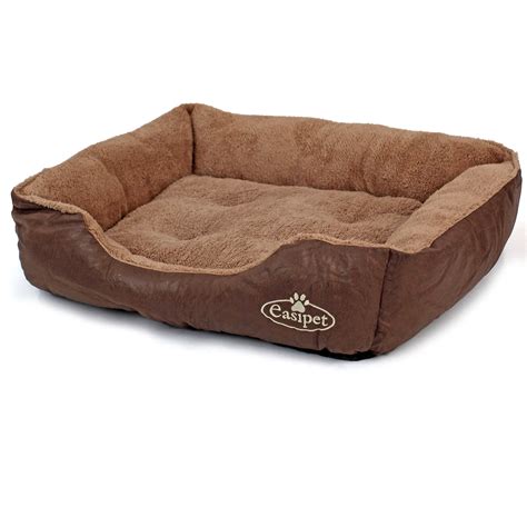 Easipet Dog Pet Bed Small-XXLarge Faux Leather Fleece in Brown