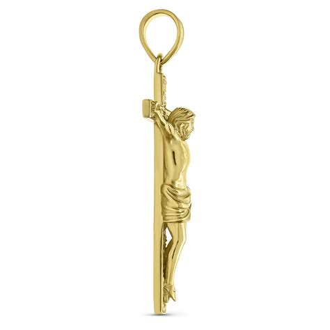 Detailed Crucifix Pendant for Men 14K Solid Gold