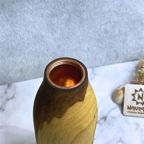 Wooden Copper Water Bottle 500ml | Pure Copper Bottle for Office & Gym