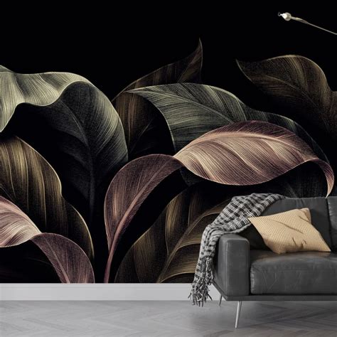 Elevate Your Living Room with 3D Tropical Leaves Wallpaper Murals ...
