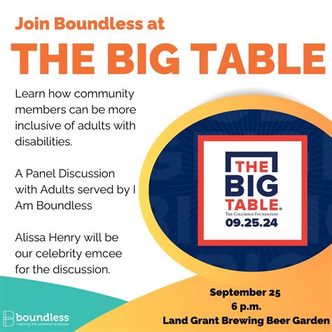 I Am Boundless, Inc. on LinkedIn: The Big Table event is just a few ...