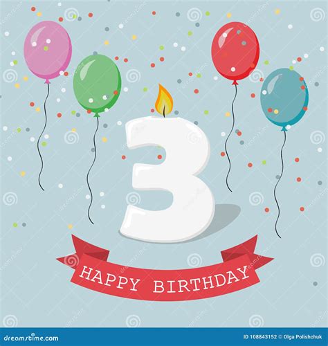 Happy Third Birthday Anniversary Greeting Card with Number Three Stock ...