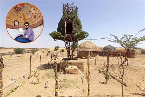 Unique green tree hut built on kikar tree by pusharam nayak above 15 ...