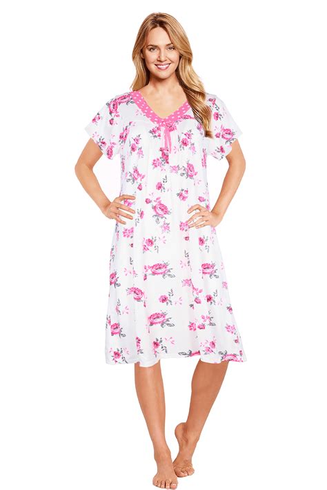 JEFFRICO Womens Nightgowns Sleepwear Soft Pajama Dress Nightshirts Plus ...