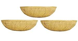 DEVAN HANDICRAFTS Bamboo Multipurpose Basket (Yellow, 30.48 cm x 30.48 ...