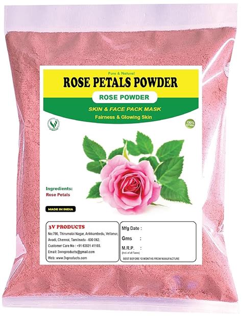 3V PRODUCTS Rose Petals Powder 100Gm | Skin | Face Pack Mask : Amazon ...