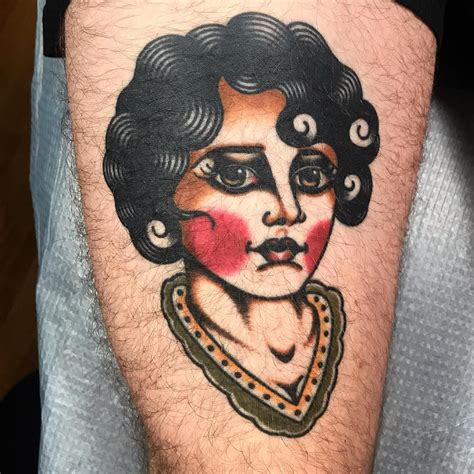Cute traditional portrait tattoo