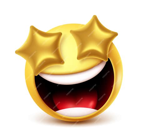 Premium Vector | Starry eye emoji vector character Excited emoticon ...