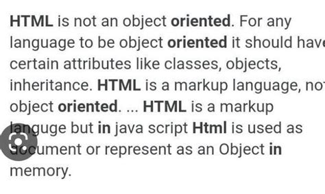 Html is an object oriented programming language - Brainly.in