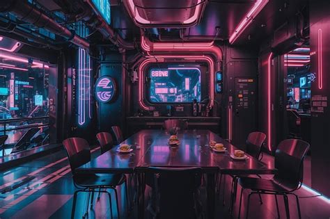 Cyberpunk Fusion Feast Neon Cybernetics Cuisine futuriste et bord ...