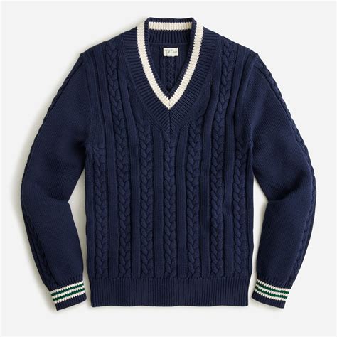 J.Crew: Cotton Cable-knit V-neck Sweater For Men