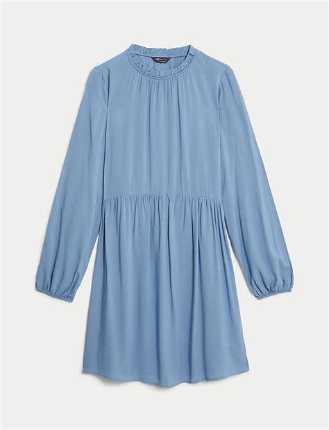 Buy Funnel Neck Frill Detail Mini Skater Dress at Marks & Spencer
