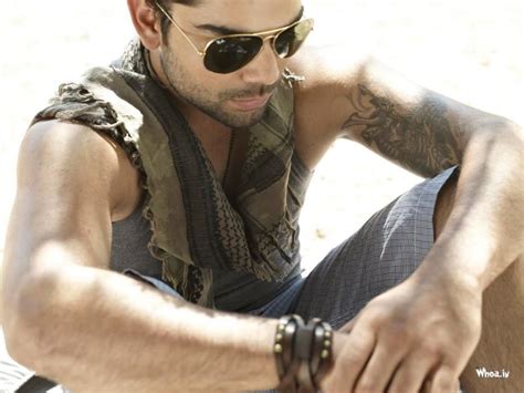 Virat Kohli In Black Sunglass Modeling Wallpaper