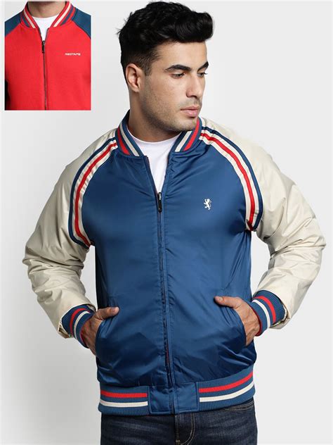 Red Tape Men Blue & Red Solid Reversible Bomber - Price History