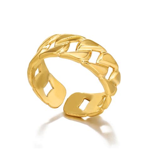 Simple style geometric stainless steel plating open ring 1 piece ...
