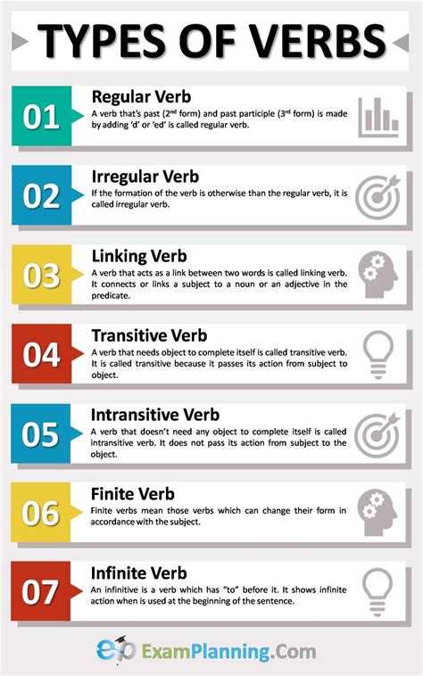Types of Verbs (Examples & List) - ExamPlanning % | Teaching english ...
