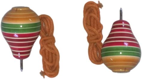 Buy Funwood Games Wooden Spinning Tops Lattoo Multicolor (Pair of 2 ...