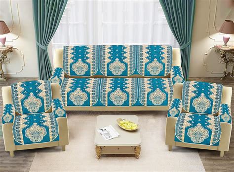 Dazzling DECOR Velvet Sofa Cover with Arm Covers Set of 5 Seater ...