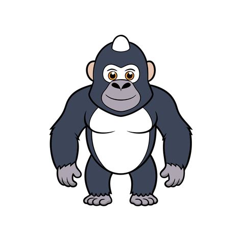 Cartoon gorilla stands upright isolated on white background 65893627 ...