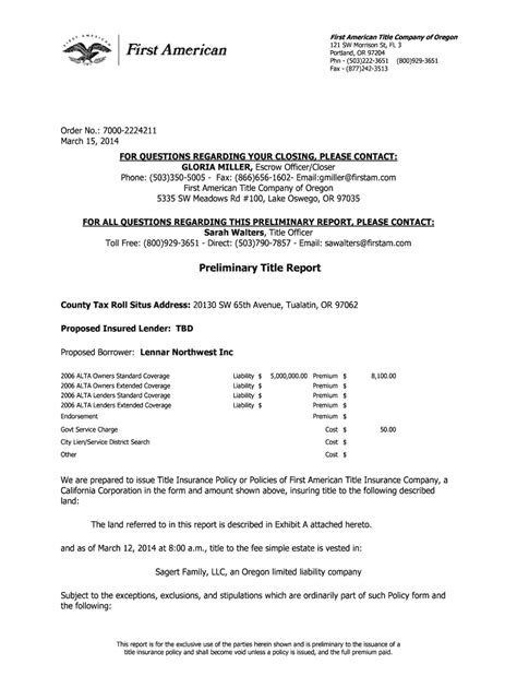 Fillable Online First American Title Company of Oregon Fax Email Print ...