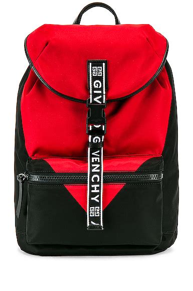 Givenchy Logo Webbing Backpack in Black & Red | FWRD