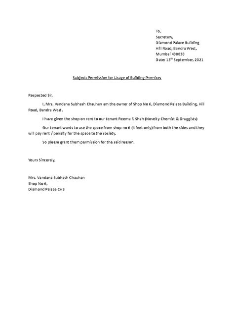 Permission for Usage of space - MMS - MU - Studocu