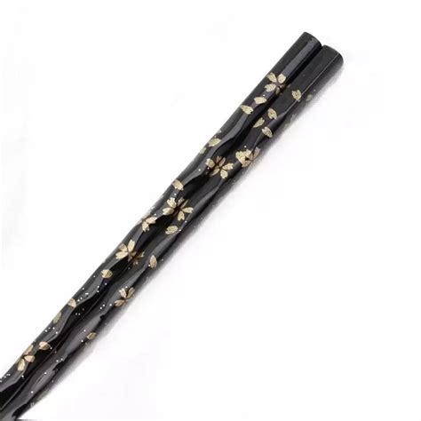 Elegant Chopsticks With Rest Gold Sakura & Black in Wood Gift Box