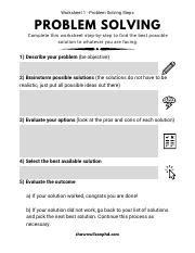 Problem Solving Steps Worksheet 的图像结果