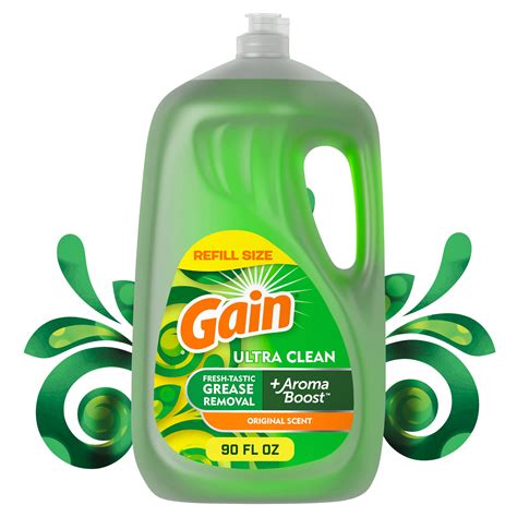 Gain Ultra Dishwashing Liquid Dish Soap, Original Scent, 90.0 fl oz ...