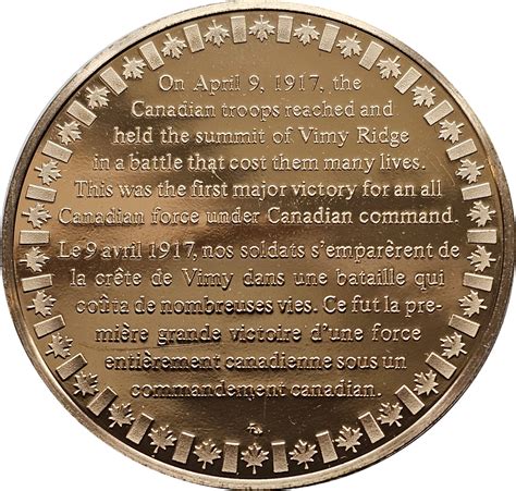 Medal - Medallic History of Canada (Battle of Vimy Ridge) - Canada – Numista