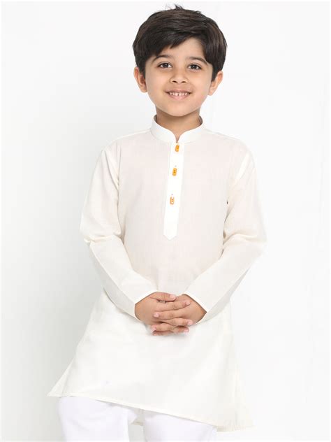 Vastramay Boy's Cream Solid Kurta – vastramay
