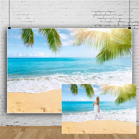 Buy Leowefowa 10x6.5ft Sea Beach Backdrop Seaside Sand Beach Sea Wave ...