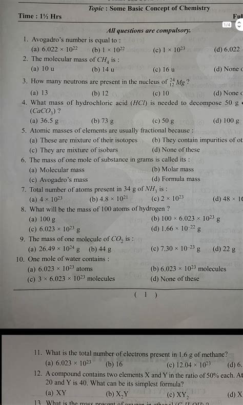 The molecular mass of CH4 is : | Filo