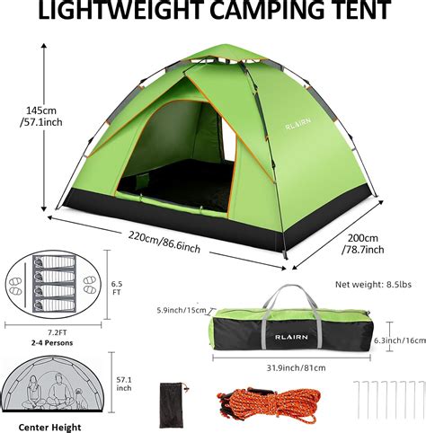 Buy RLAIRN Tents for Camping 4 Person Waterproof, Pop Up Instant Family ...