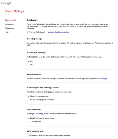 Image result for Google Search Engine Settings