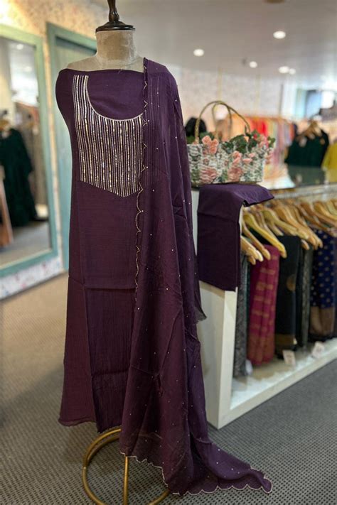 Unstitched Salwar material- Chanderi– House of Mannath