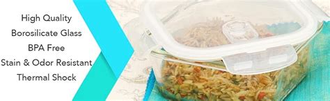 Buy Femora Borosilicate Glass Food Container with Air Vent Lid, Set of ...