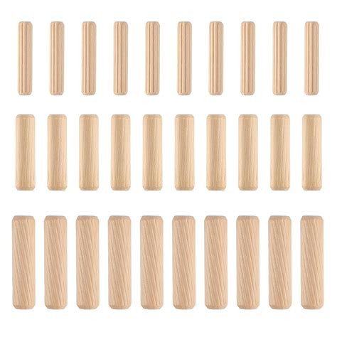 30 PCS Wood Dowels, 1/4" 3/8" 5/16" Fluted Wooden Dowel Pins Pegs ...