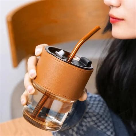 Buy Elipsis Glass Tumbler Mug with Lid & Silicone Straw | Protective ...