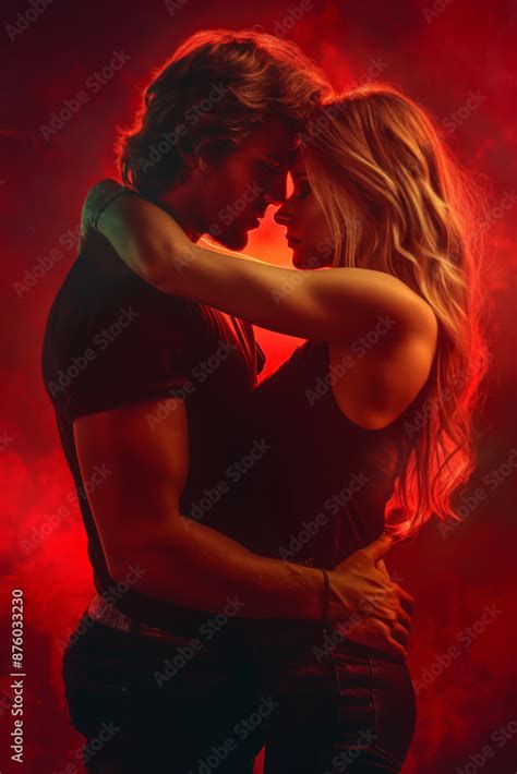 Blond haired woman with muscular man. red hues. YA paranormal fantasy ...