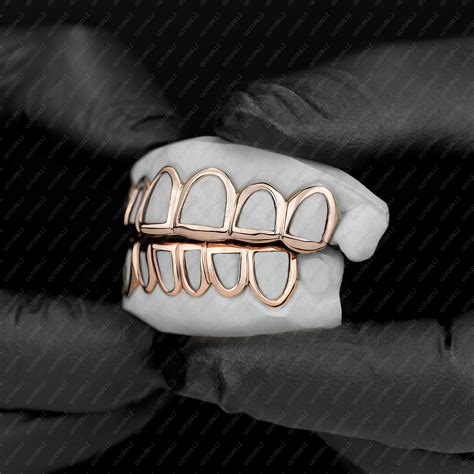 Rose Gold Classic Polished Open Face Grillz - Buy Now