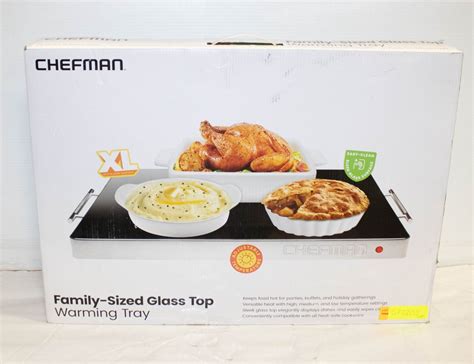 CHEFMAN FAMILY SIZED GLASS TOP WARMING TRAY IN BOX